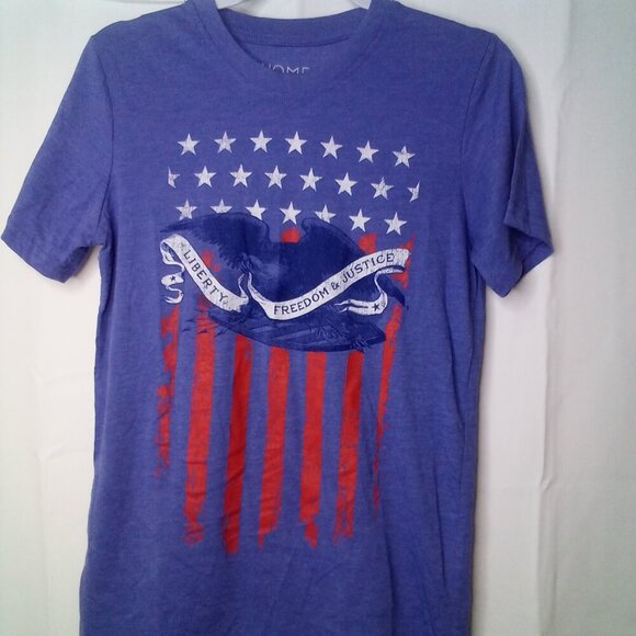 Home Of The Brave Shirt Women S Short Sleeve Liberty Freedom Justice Flag USA - Picture 1 of 14